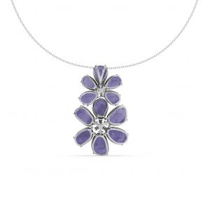Tanzanite and Diamond Floral Pendant Necklace